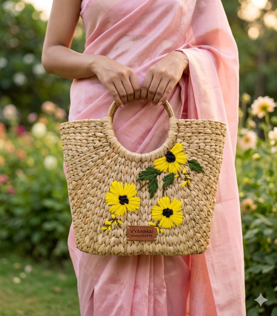 Soft Sunflower Woven Tote - alternate view