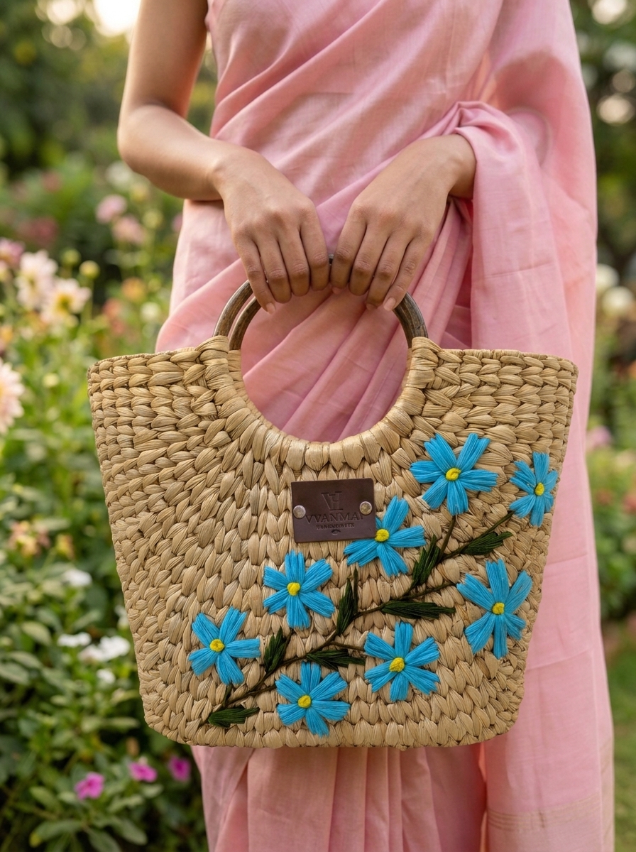 Azure Flora Resort Tote carried by model